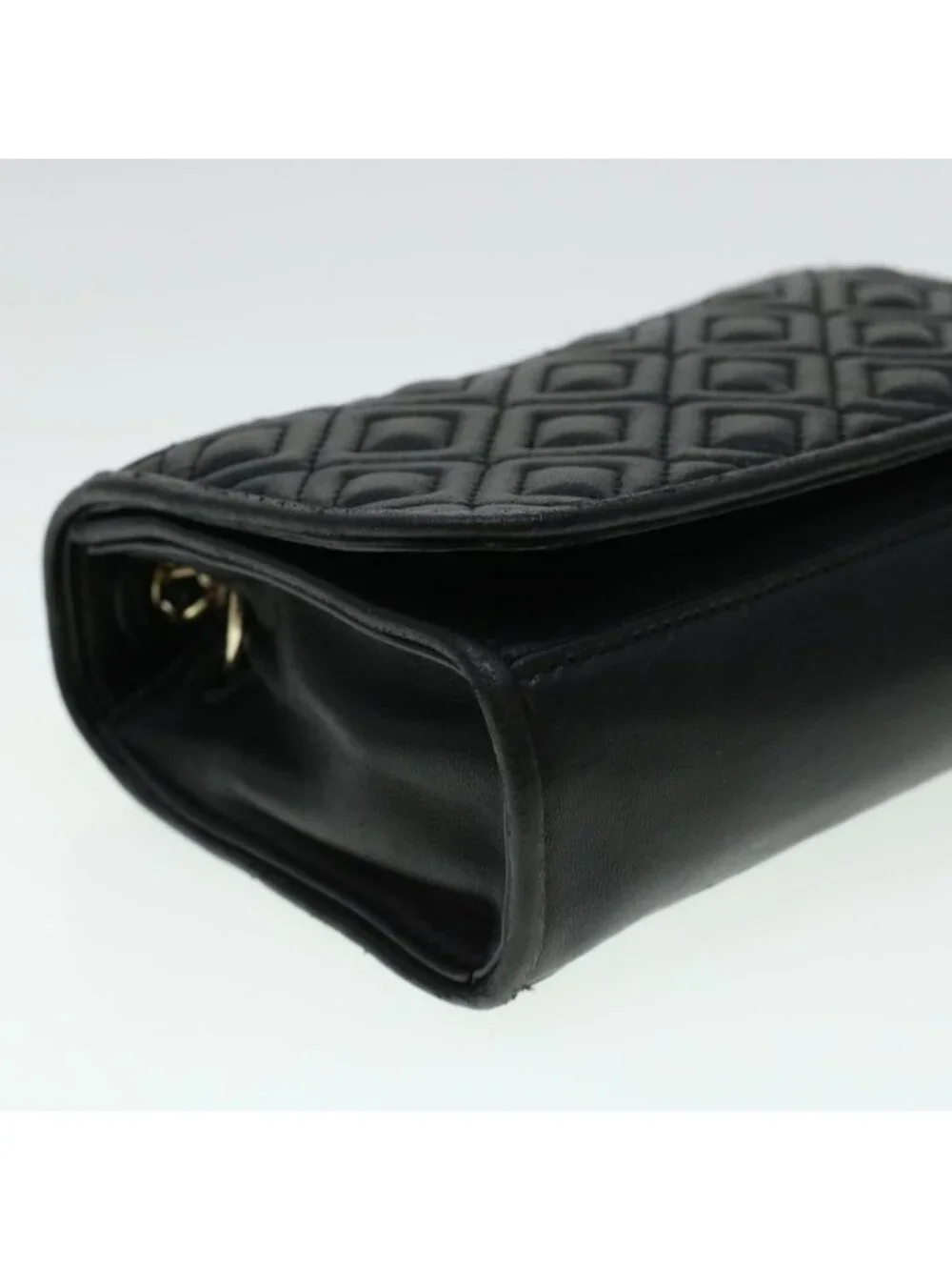 Authentic TORY BURCH Chain Shoulder Bag Leather Black